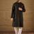 Men black viscose rayon solid embroidered straight kurta with trouser
