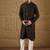 Men black viscose rayon solid embroidered straight kurta with trouser