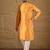 Men yellow silk blend abstract printed straight kurta with trouser