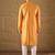 Men yellow silk blend abstract printed straight kurta with trouser