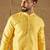 Men yellow silk blend solid embroidered straight kurta with trouser