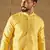 Men yellow silk blend solid embroidered straight kurta with trouser