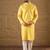 Men yellow silk blend solid embroidered straight kurta with trouser