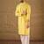 Men yellow silk blend solid embroidered straight kurta with trouser