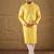 Men yellow silk blend solid embroidered straight kurta with trouser