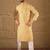 Men yellow silk blend ethnic motif embroidered straight kurta with pant set