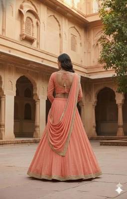 Dark Peach Festive Lehenga Set 2