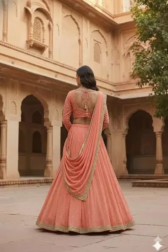 Dark Peach Festive Lehenga Set