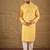 Men yellow silk blend geometric embroidered straight kurta with trouser