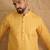 Men yellow silk blend geometric embroidered straight kurta with trouser