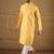 Men yellow silk blend geometric embroidered straight kurta with trouser