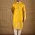 Men yellow chanderi silk solid embroidered straight kurta with trouser