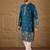Men blue chanderi silk solid embroidered straight kurta with trouser