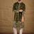 Men olive chanderi silk solid embroidered straight kurta with trouser