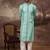 Men blue viscose rayon solid embroidered straight kurta with trouser