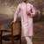 Men pink viscose rayon solid embroidered straight kurta with trouser