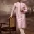 Men pink viscose rayon solid embroidered straight kurta with trouser