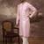 Men pink viscose rayon solid embroidered straight kurta with trouser