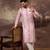 Men pink viscose rayon solid embroidered straight kurta with trouser