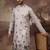 Men grey silk blend solid embroidered straight kurta and trouser