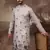 Men grey silk blend solid embroidered straight kurta and trouser