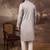Men grey silk blend solid embroidered straight kurta and trouser