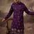Men purple silk blend solid embroidered straight kurta and trouser