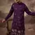 Men purple silk blend solid embroidered straight kurta and trouser