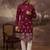 Men maroon silk blend solid embroidered straight kurta and trouser