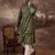 Men green silk blend solid embroidered straight kurta and trouser