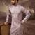 Men lavender silk blend solid embroidered straight kurta and trouser