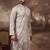 Men grey silk blend solid embroidered straight kurta and trouser