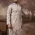 Men grey silk blend solid embroidered straight kurta and trouser