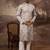 Men grey silk blend solid embroidered straight kurta and trouser