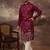 Men maroon silk blend solid embroidered straight kurta and trouser