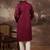 Men maroon silk blend solid embroidered straight kurta and trouser