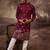 Men maroon silk blend solid embroidered straight kurta and trouser