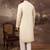 Men white silk blend solid embroidered straight kurta and trouser