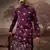 Men purple silk blend solid embroidered straight kurta and trouser