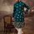Men blue silk blend solid embroidered straight kurta and trouser