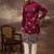 Men maroon silk blend solid embroidered straight kurta with trouser