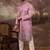 Men pink silk blend solid embroidered straight kurta with trouser