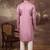 Men pink silk blend solid embroidered straight kurta with trouser