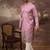 Men pink silk blend solid embroidered straight kurta with trouser