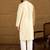 Men off white silk blend solid woven design straight kurta with trouser