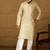 Men off white silk blend solid woven design straight kurta with trouser