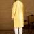 Men yellow polyester solid embroidered straight kurta with trouser