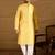 Men yellow polyester solid embroidered straight kurta with trouser