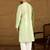 Men green silk blend solid woven design straight kurta with trouser