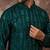 Men teal silk blend solid embroidered straight kurta with pant set